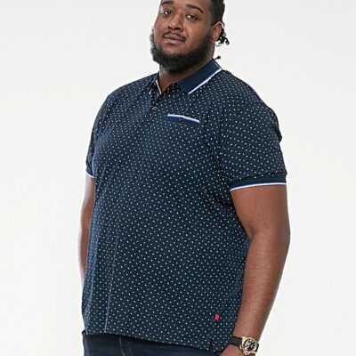 D555 Mens Oakley Big Jersey Polo with all Over Print Navy