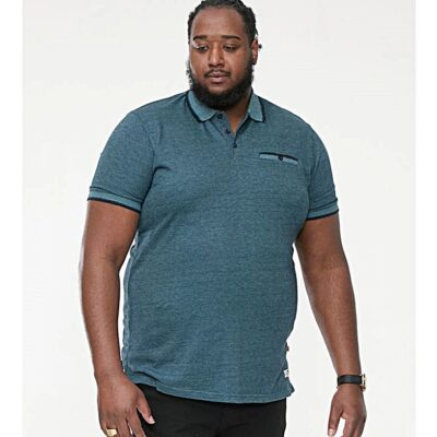 D555 TROY Textured Polo Shirt BLUE 611605