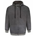 KAM PLUS SIZE ZIP THROUGH SHERPA LINED HOODY CHARCOAL