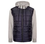 KAM QUILTED ZIP THROUGH HOODY WITH JERSEY SLEEVES