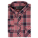 KAM BIG MANS LONG SLEEVE CASUAL CHECK SHIRT BURGUNDY KBS6301