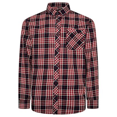 KAM BIG MANS LONG SLEEVE CASUAL CHECK SHIRT BURGUNDY KBS6301