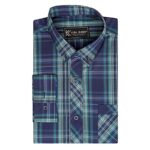 KAM BIG MANS LONG SLEEVE CASUAL CHECK SHIRT TEAL KBS6301