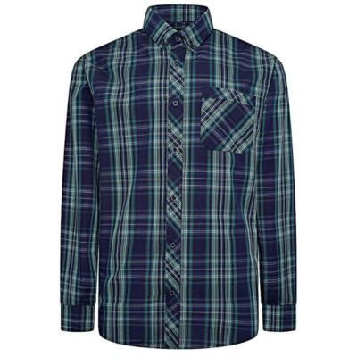 KAM BIG MANS LONG SLEEVE CASUAL CHECK SHIRT TEAL KBS6301