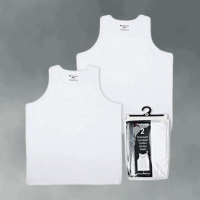 ESPIONAGE BIG MENS TWIN PACK PREMIUM COTTON VESTS