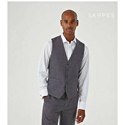 JACOB - SKOPES GREY CHECK SUIT WAISTCOAT