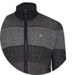 KAM Funnel Neck Zipper Cardigan Charcoal KBS96