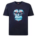 ESPIONAGE Chimpanzee Big Mens Print Cotton Tee Navy
