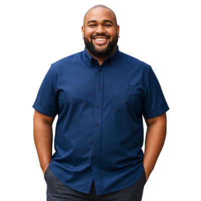 KAM BLACK LABEL PREMIUM SHORT SLEEVE OXFORD SHIRT NAVY