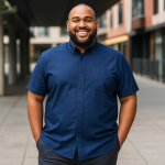 KAM BLACK LABEL PREMIUM SHORT SLEEVE OXFORD SHIRT NAVY