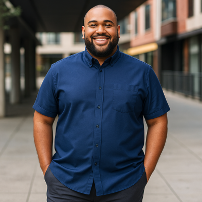 KAM BLACK LABEL PREMIUM SHORT SLEEVE OXFORD SHIRT NAVY