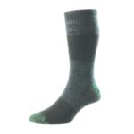 HJ HALL BLOCK STRIPE WOOL SOFT TOP SOCK BLACK 6-11 UK