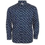 BEN SHERMAN LONG SLEEVE PAISLEY PRINT SHIRT NAVY