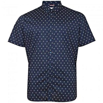 BEN SHERMAN SHORT SLEEVE GEO PRINT SHIRT NAVY