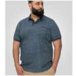 D555 Mens Woolwich Big Jersey Polo with all Over Print Blue