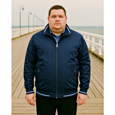 KAM Mans Lightweight Harrington Jacket Navy KBS444