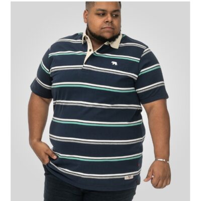 D555 Reading Big Men's Stripe Rugby Polo Shirt