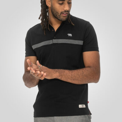 D555 Stafford Big Men's Cut and Sew Polo Shirt Black