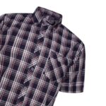 KAM Mans Short Sleeve Check Shirt Navy KBS6337