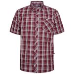 KAM Mans Short Sleeve Check Shirt Burgundy KBS6337