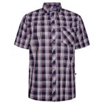KAM Mans Short Sleeve Check Shirt Navy KBS6337