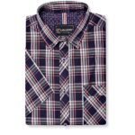 KAM Mans Short Sleeve Check Shirt Navy KBS6337