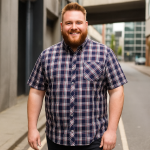 KAM Mans Short Sleeve Check Shirt Navy KBS6337