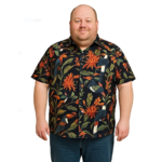 KAM Big Mens Tropical Bird Print Short Sleeve Shirt KBS6066