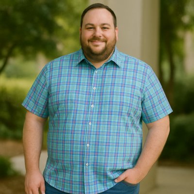 DOUBLE TWO Lifestyle Classic Check Short Sleeve Shirt Aqua DTLS1260