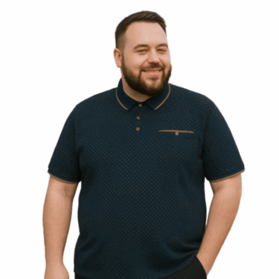 KAM AOP Geo Print Polo NAVY KBS5529