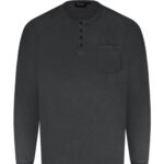 ESPIONAGE Long Sleeve Grandad Tee CHARCOAL T406