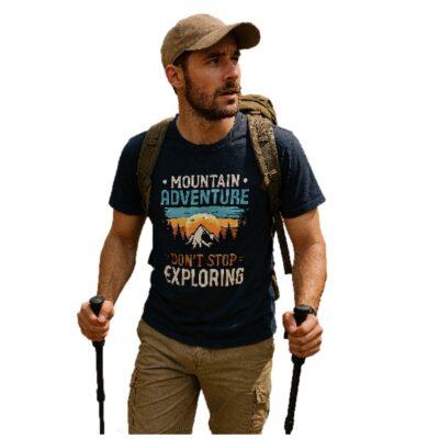 In stock up to 8XL  £17.99 ESPIONAGE Mountain Adventure Print Tee Navy T439