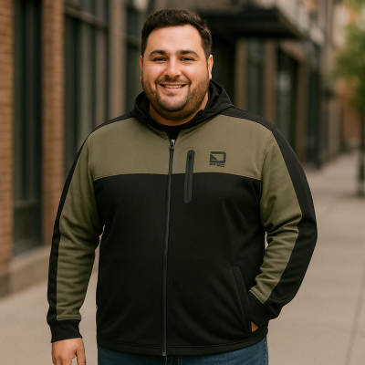 D555 Southport Dry Wear Zip Through Hooded Tracksuit Jacket Black/Olive