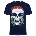 KAM Santa Skull Print Christmas Tee X036