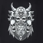 ESPIONAGE Viking Skull Print Tee BLACK T441