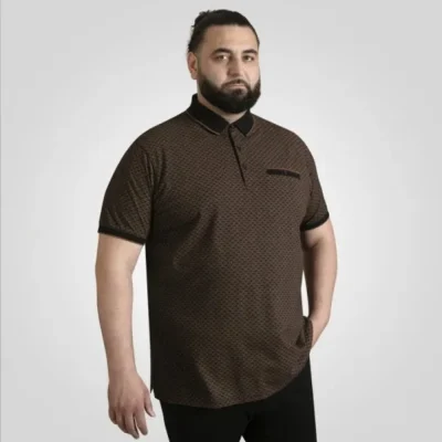 D555 WORKSOP Mans Printed Polo Shirt BLACK