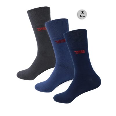 Brand New Colours - D555 HAROLD2 EXTRA WIDE FIT SOCKS WITH COMFORT TOP 3 PACK NAVY/DENIM/CHARCOAL