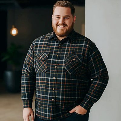ESPIONAGE Long Sleeve Checked Over Shirt BLACK/MULTI SH401