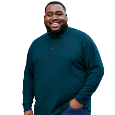 ESPIONAGE Long Sleeve Pure Cotton Polo Shirt KINGFISHER