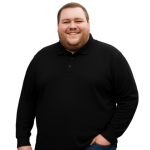 ESPIONAGE Long Sleeve Pure Cotton Polo Shirt BLACK