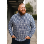 KAM Classic Gingham Long Sleeve Shirt NAVY KBS6351