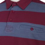 KAM Long Sleeve Stripe Rugby Polo INDIGO/MAROON KBS5535