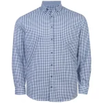 KAM Classic Gingham Long Sleeve Shirt NAVY KBS6351