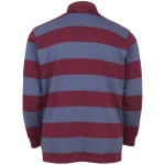 KAM Long Sleeve Stripe Rugby Polo INDIGO/MAROON KBS5535