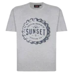 ESPIONAGE Sunset Beer Print Big T-Shirt GREY 7XL
