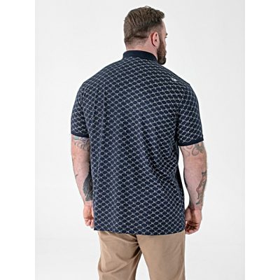 D555 SAUNDERS Big Mens AOP Jacquard Polo NAVY