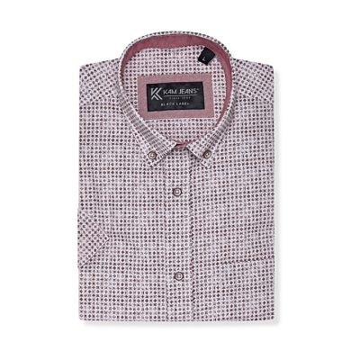 KAM Short Sleeve Premium Geo Print Shirt FIG KBS PO56