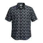 DOUBLE TWO Lifestyle Turtle Print Cotton Shirt BLACK DTLS1313
