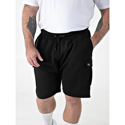 D555 ROBINSON ELASTIC WAIST FLEECE CARGO SHORTS BLACK
