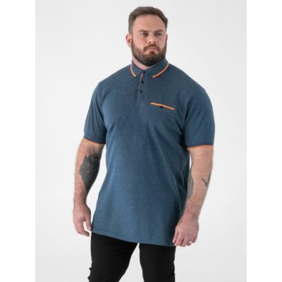 2XL to 6XL D555 HARVEY 3 Mens Pique Polo with Jacquard Collar TEAL